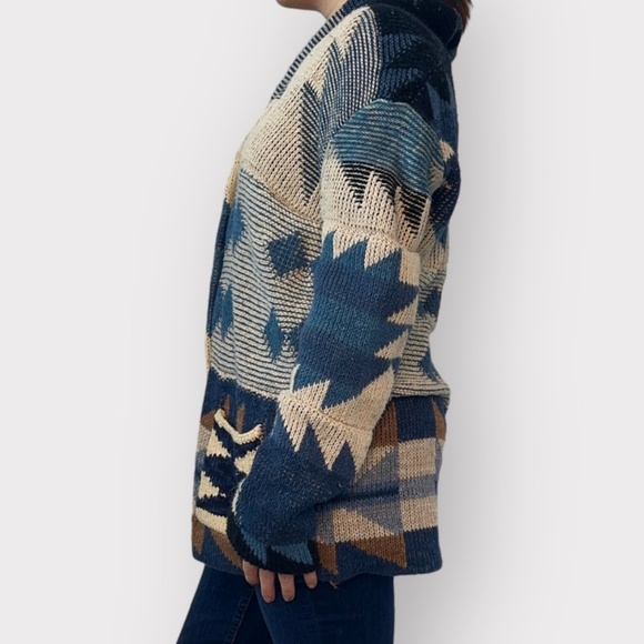 Vintage Polo Ralph Lauren Cotton Southwestern Aztec Cardigan Sweater - Picture 3 of 6